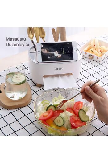 Miecoco Ecoco Multi-Purpose Compartmented Napkin Holder and Storage Box
