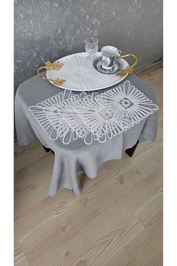 ZESA HOME Set of 6 Coffee Color Stylish Tulle Guipure Napkins