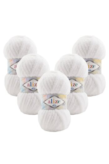 Alize Softy Mega White Hand Knitting Lanyard - Pack of 5 (5X100 Gr)
