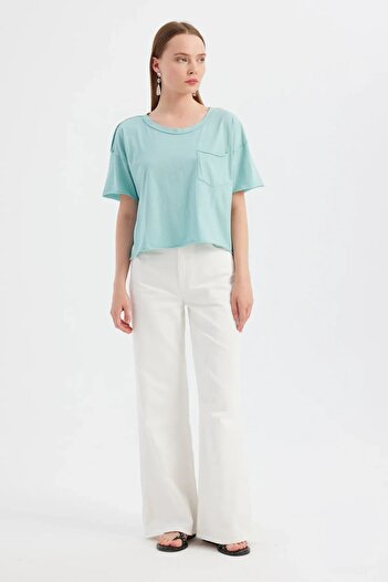 Hiccup Basic Woven Round Neck Short Sleeve T-Shirt