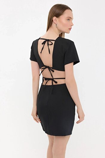 Hiccup Crew Neck Mini Dress - Back Detail, Short Sleeve