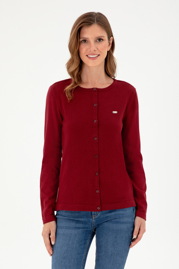 U.S. Polo Assn. Women's Claret Red Basic Knitwear Cardigan 50288996 -Vr014