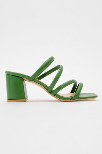 Ccway 4-Piece Women's Heeled Slippers GRASS GREEN SKIN