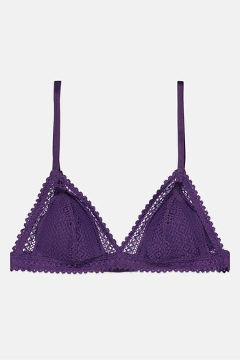 Etam Women Lace Lightly Padded Triangle Bra, Purple