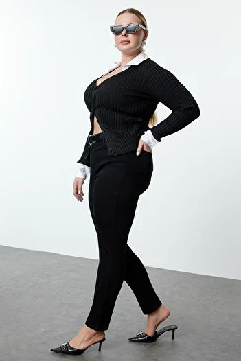 Trendyol Curve Black High Waist Recovery Plus Size Skinny Jeans Tbbaw25Cj00020