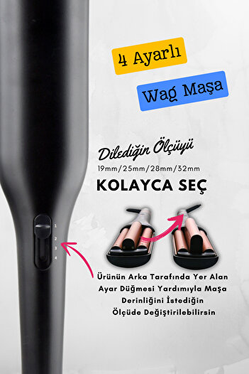 Shibowavy Wag Maşa 4 Ayarlı Siyah Renk (19MM/25MM/28MM/32MM AYARLANABİLİR ÖZELLİKLİ)