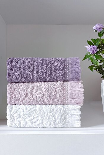 Meslina 30X50 cm 3 Pieces Kitchen Towel |   Drying Cloth |   Jacquard Fringed Hand Towel