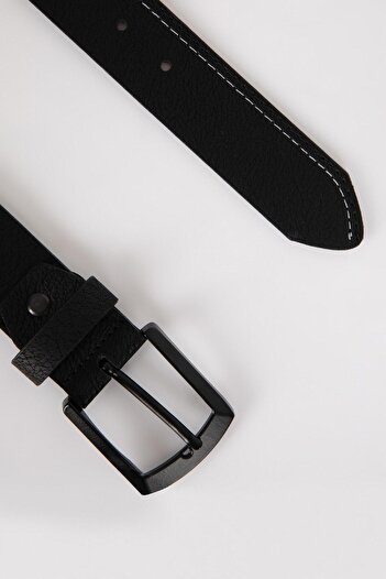 DeFacto Men's Rectangular Buckle Faux Leather Jean Belt U3214azns
