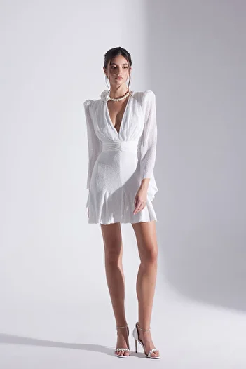 BETTY & SAM Gabriella Sequined White Mini Night Dress