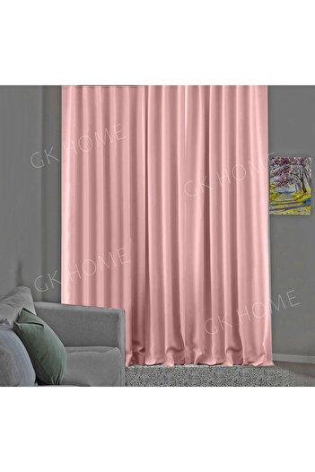 Pierre Cardin Powder Pink Single Wing Background Curtain - Blackout, Light Proof, Pleatless Planting