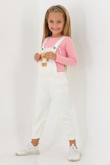 zepkids Ecru Colored Slippers with Hanger and Buttoned Teddy Bear on the Front