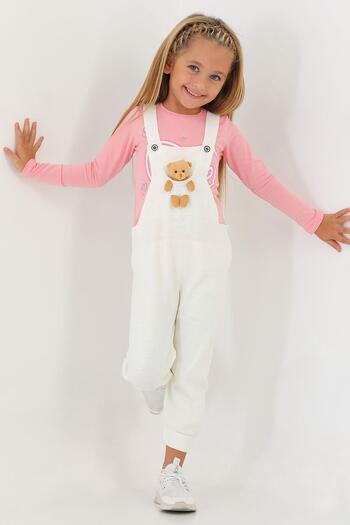 zepkids Ecru Colored Slippers with Hanger and Buttoned Teddy Bear on the Front