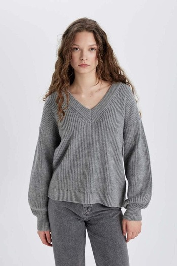 DeFacto Women's Sweater Z7135Az/Gr91 Lt.Grey