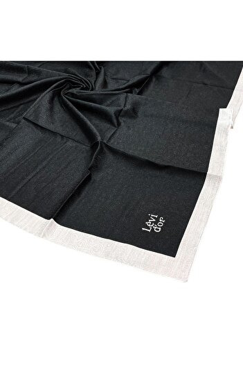 Levidor Black and White Monogram Scarf