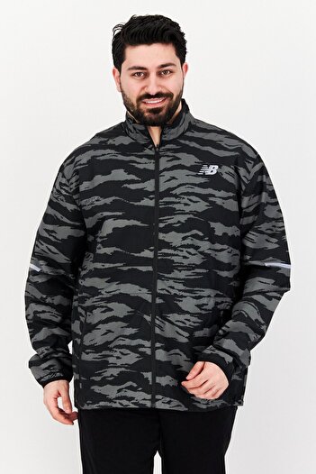 New Balance Men Sportswear Fit Brand Logo Windbreaker Jacket, Black
