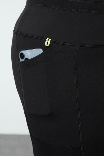 Trendyol Curve Scuba Fabric Μαύρο Ολόσωμο Βουρτσισμένο Αθλητικό Κολάν - Tbbaw25bv00000
