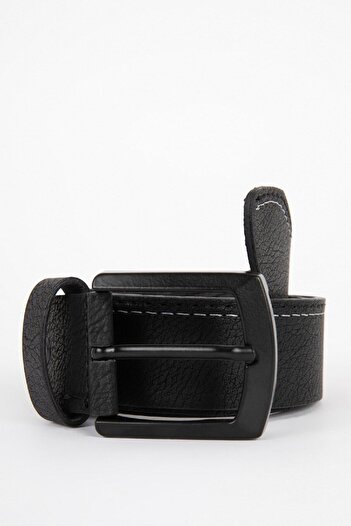 DeFacto Men's Rectangular Buckle Faux Leather Jean Belt U3214azns