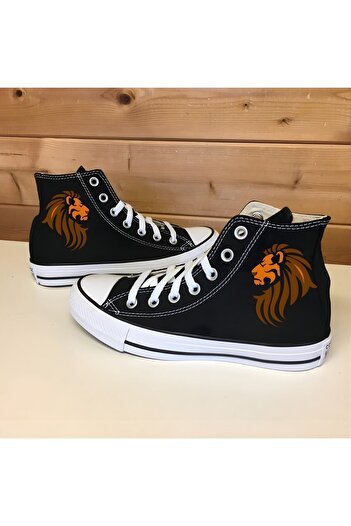 Lideral Aslan Baskı Desenli Günlük Convers Bilekli Çocuk Genç Yetişkin Rahat Canvas Unisex Ayakkabı