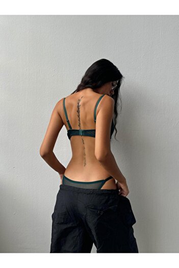 Cansoy Emerald Green Bra Set with Glitter Support (686t)