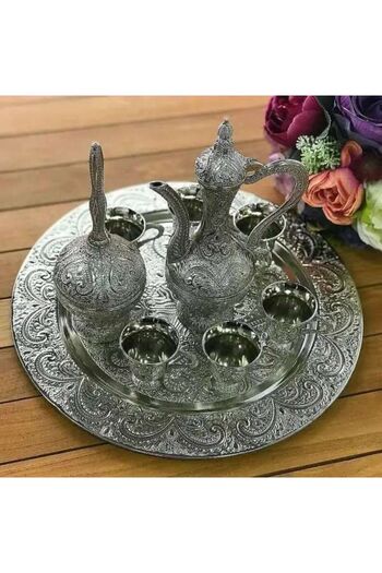 İnova Home Decor Silver Colored Payitaht Zemzem and Tea Cup Set