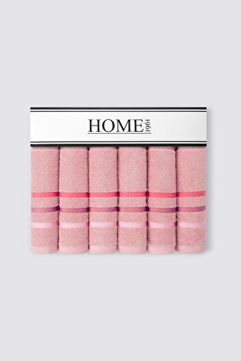 HOME 1961 100% бавовняні рушники з рожевими смужками, 6 шт., 50x90 см — м'який та високопоглинаючий набір рушників — Raiz