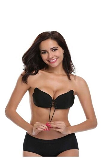 Cooqpoo Adeziv Mărimea 75-80-85-90 Culoare neagră Sutien push up cu fluture adunat în față