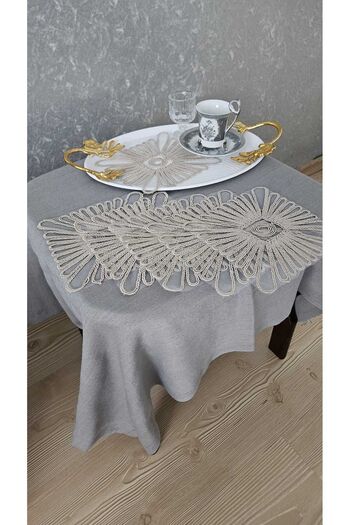 ZESA HOME Set of 6 Coffee Color Stylish Tulle Guipure Napkins