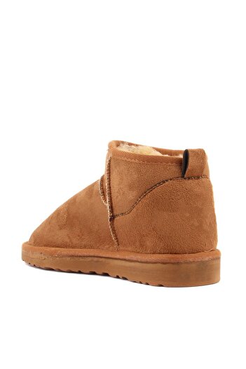 Yula Fashion Shoes Kadın Taba Süet Yarım Bot Içi Tüylü Kalın Taban Ayakkabı