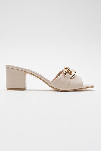 Ccway Chained Women's Heeled Slippers TEN SKIN