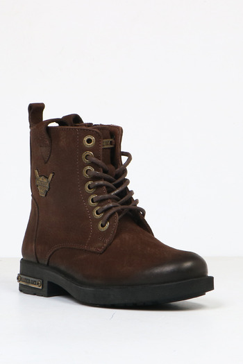 Hammer Jack Γνήσιες δερμάτινες καφέ πλυμένες μπότες Nubuck για αγόρια