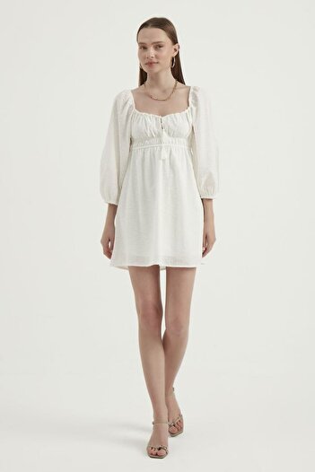 Hiccup Rochie mini babydoll cu decolteu cu mâneci cu balon