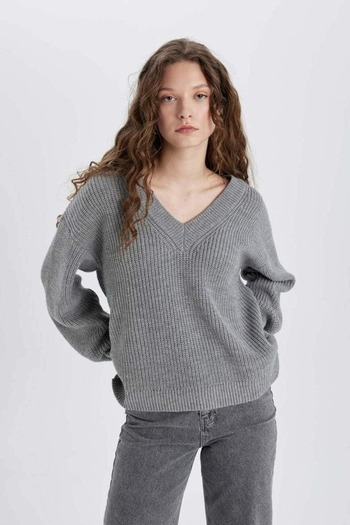 DeFacto Women's Sweater Z7135Az/Gr91 Lt.Grey