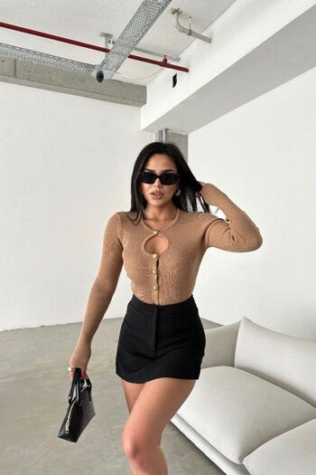 Hiccup Crew Neck Ribbed Sweater with Slit Detail