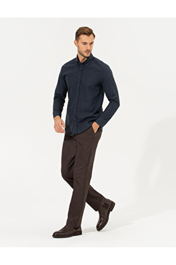 Pierre Cardin Kahverengi Regular Fit Çizgili Kanvas Pantolon 50259717-VR029