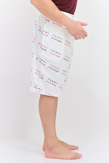Tommy Hilfiger Men Allover Print Drawstring Pajama Shorts, White
