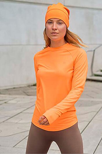 Tchibo Women Solid Thermal Hat, Orange