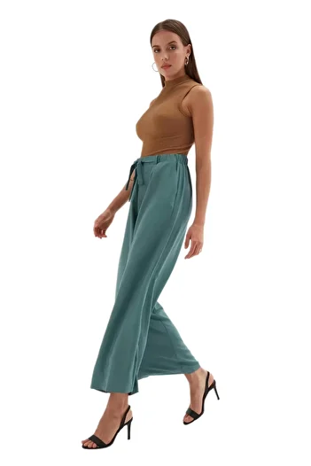 PHELDA Wide Leg Trousers with Tie Detail 1012-indigo