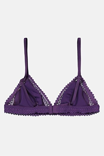 Etam Women Lace Lightly Padded Triangle Bra, Purple