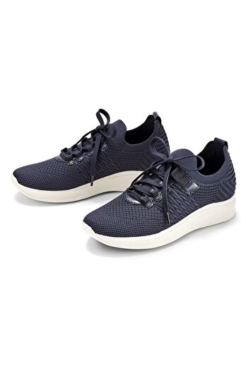 Tchibo Women Woven Lace Up Sneakers, Navy Blue