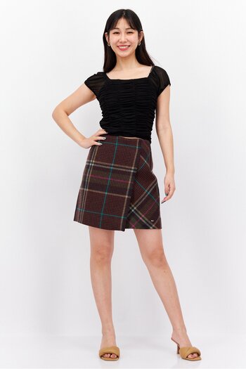 Tommy Hilfiger Women Plaid Mini Skirts, Maroon
