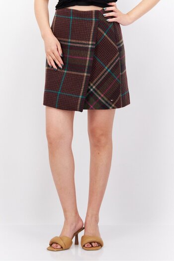 Tommy Hilfiger Women Plaid Mini Skirts, Maroon