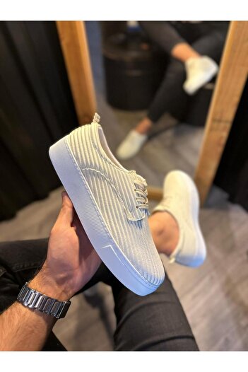 Knack Corded Patterned White Casual Shoes - 076
