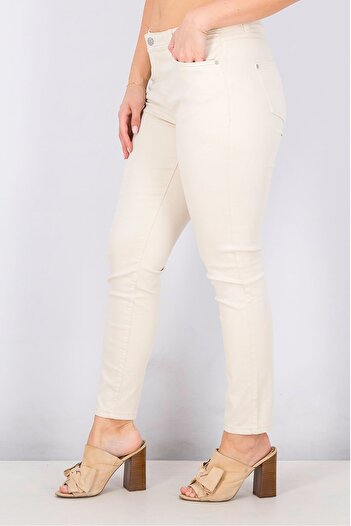 Tchibo Women Solid Skinny Fit Jeans, Beige
