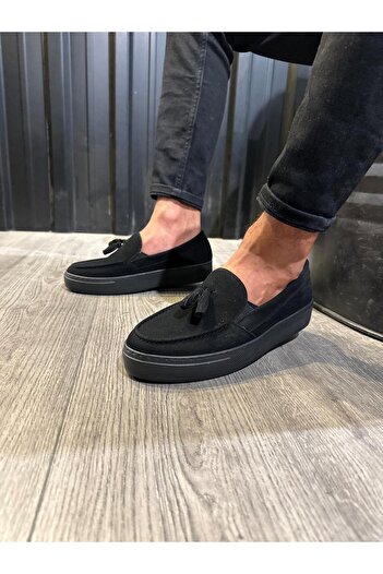 Knack Casual Sports Classic Shoes 717 Black Suede (Black Sole)