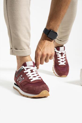 Hammer Jack Colombia Genuine Leather Claret Red Men's Sports Shoes
