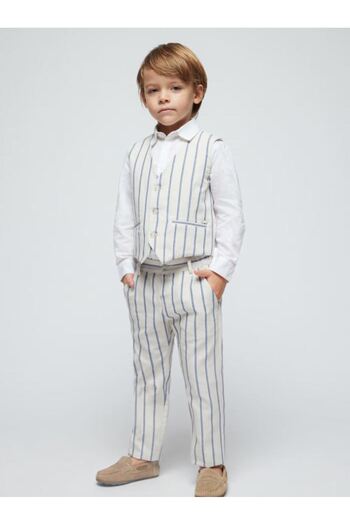 MAYORAL Boy's Striped Linen Vest Stone 3359