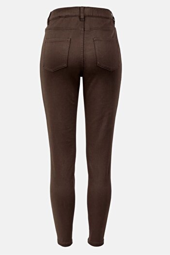 Tchibo Women Slim Fit Belt Loops Treggings, Brown
