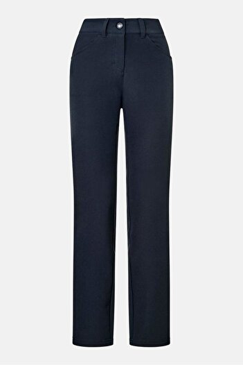 Tchibo Women Regular Fit Solid Straight Pant, Navy
