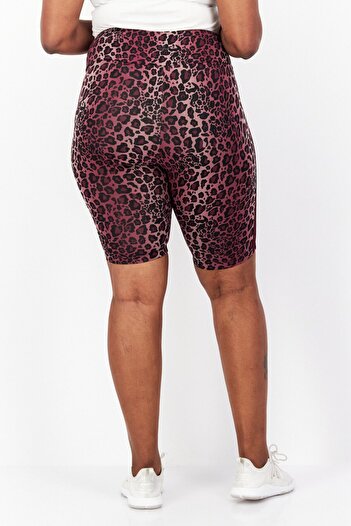 adidas Women Plus Size Animal Print Training Shorts, Maroon Combo