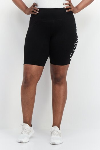 Calvin Klein Women Plus Size Brand Logo Outdoor Bike Shorts, Black
